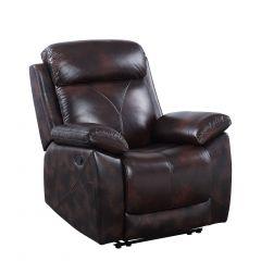 ACME PERFIEL TWO TONE DARK BROWN TOP GRAIN LEATHER MOTION RECLINER