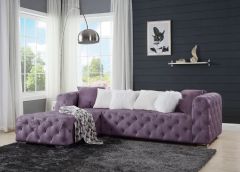 ACME QOKMIS PURPLE VELVET SECTIONAL SOFA W/6 PILLOWS