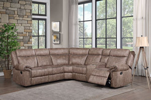 ACME DOLLUM TWO TONE CHOCOLATE VELVET MOTION SECTIONAL SOFA