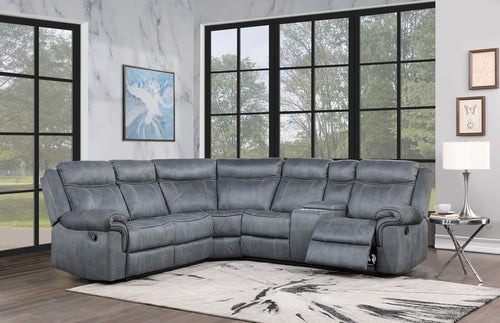 ACME DOLLUM TWO TONE GRAY VELVET MOTION SECTIONAL SOFA