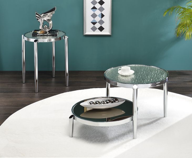 ACME ABBE GLASS & CHROME FINISH COFFEE TABLE