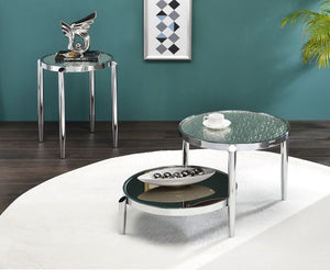 ACME ABBE GLASS & CHROME FINISH END TABLE