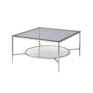 ACME ADELRIK GLASS AND CHROME COFFEE TABLE