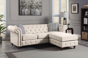 ACME WALDINA BEIGE FABRIC REVERSIBLE SECTIONAL SOFA