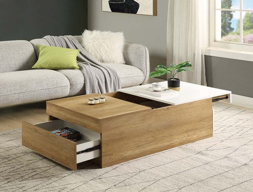 ACME AAFJE OAK AND WHITE COFFEE TABLE