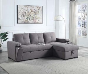 ACME JACOP DARK GRAY FABRIC SECTIONAL SOFA