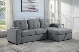 ACME KABIRA GRAY FABRIC SECTIONAL SOFA