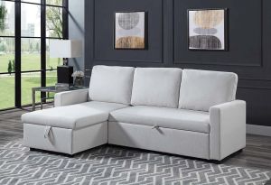 ACME HILTONS WHITE FABRIC SECTIONAL SOFA