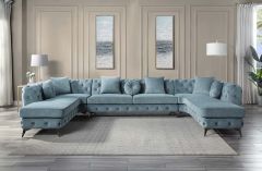 ACME ZERAH DEEP GREEN FABRIC SECTIONAL SOFA W/7 PILLOWS